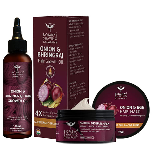 Bombay Shaving Company Onion & Egg Hair Mask, Onion & Bhringraj Hair Oil