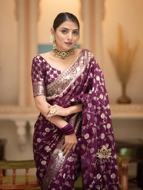 Vasthrlay Banarasi Unstitched Saree