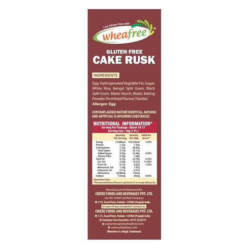 Wheafree Gluten-Free Cake Rusk 300gm