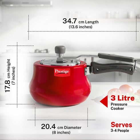 Prestige 3 Litre Aluminium Nakshatra Duo Inner Lid Pressure Cooker