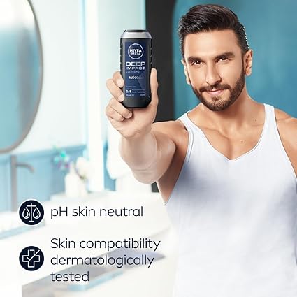 Nivea Men's Shower Gel Deep Impact Cleansing Body Wash