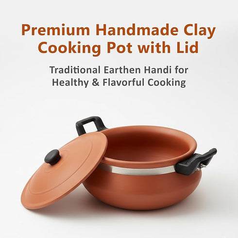 Clay Cooking Handi with Lid Terracotta Earthen Pot