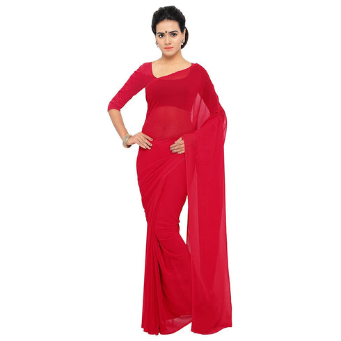 VasthrlayGeorgette Saree Blouse Red Black Multi Free