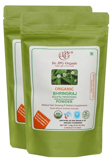 Dr. JPG Organic Bhringraj Powder For Hair Growth & Scalp Health