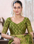 Vasthrlay Womens Banarasi Unstitched Olive Green Saree