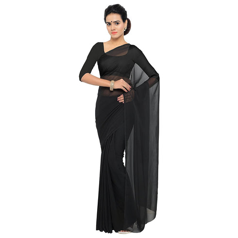 VasthrlayGeorgette Unstitched Black Pink Free Ethnic Wear