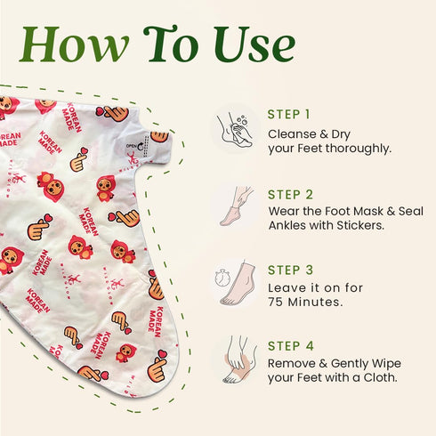 WildGlow Korean Peeling Foot Mask for Dry Cracked Feet