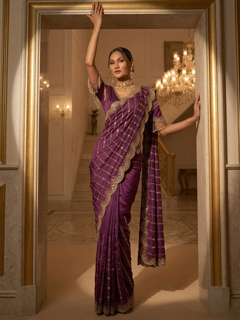 Vasthrlay Orange Traditional Saree