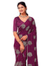 Vasthrlay Vichitra Printed Magenta Saree With Unstitched Blouse Piece