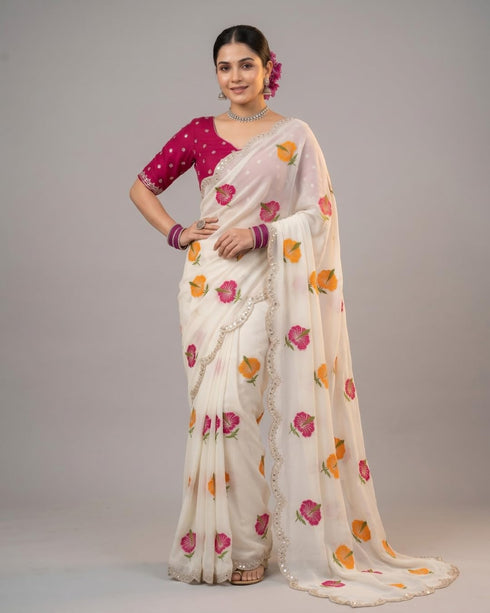 Vasthrlay Handcrafted Embroidered Contrast
