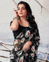 Vasthrlay Georgette Sequence Black Saree With Black Unstitched Blouse Piece