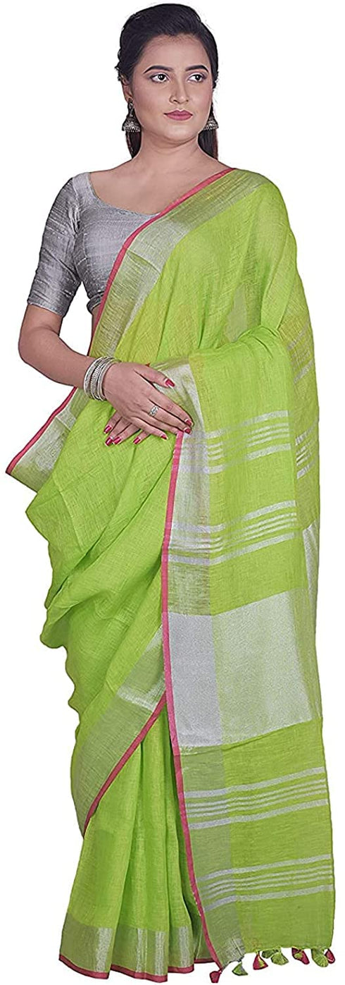 Vasthrlay Handloom Summer Contrast Vibrant Green