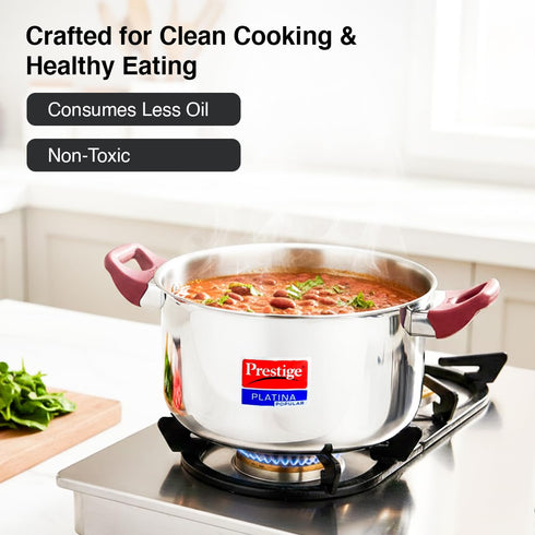 Prestige Platina Popular Stainless Steel Casserole with Glass Lid