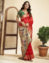 Vasthrlay Paithani Kanjivaram Unstitched Red Saree