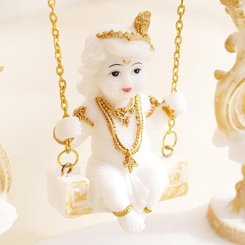 Karigaari India Lord Krishna on Swing Idol – Bal Gopal Jhula Murti