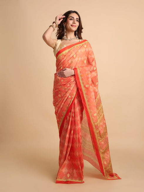 Vasthrlay Cotton Printed Blue Saree