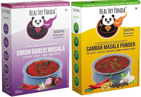 HEALTHY PANDA - 100Gm X 1 Each (200Gm) - Sambar Masala & Onion Garlic Masala