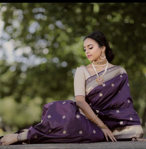 Vasthrlay Purple Kanjivaram Saree