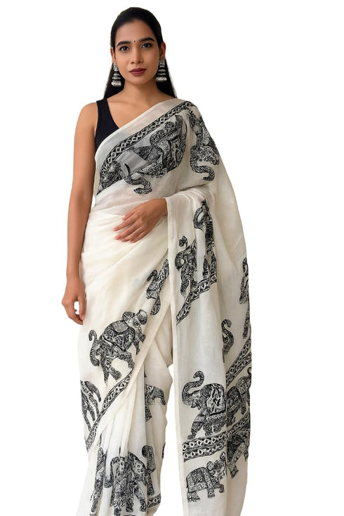 Vasthrlay Elephant Traditional Unstitched Attached