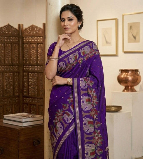 Vasthrlay Kalamkari Elephant Contrast
