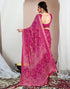 Vasthrlay Chiffon Bandhani Unstitched Yellow Saree
