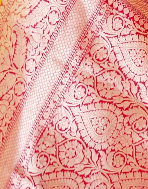 Vasthrlay Womens Kanjivaram Unstitched Yellow Saree