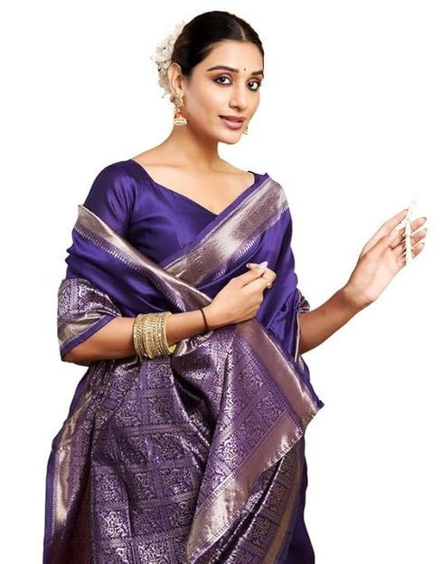 Vasthrlay Womens Banarasi Unstitched Wine Saree