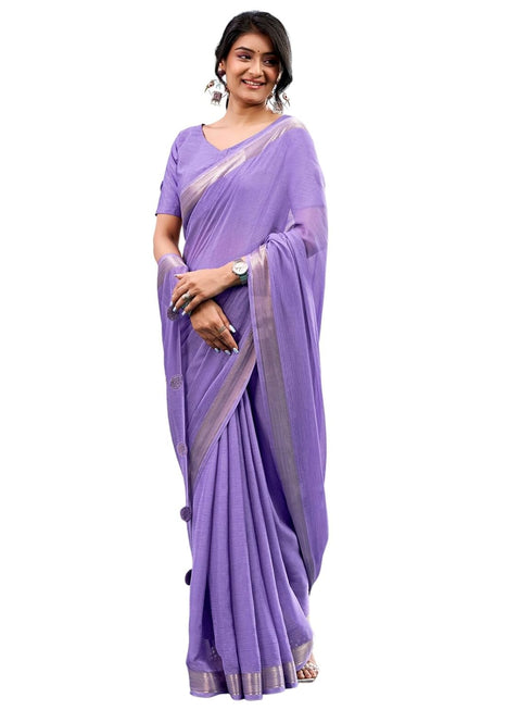 Vasthrlay Chiffon Jacquard Unstitched Black Saree