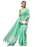 Vasthrlay Green Womens Ready To Wear One Minute Linen Fabric Saree