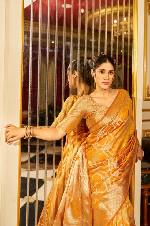 Vasthrlay Women's Organza Designer Unstitched Saree