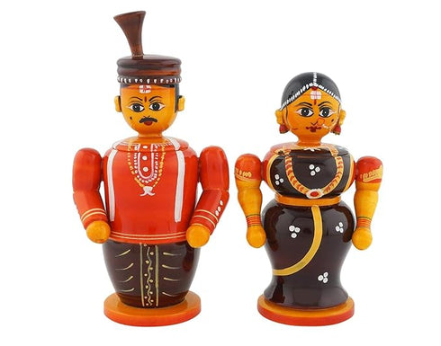 Anuradha Wooden Bride and Groom Showpiece Dolls