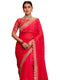 Vasthrlay Georgette Embroidery Unstitched Coral Saree