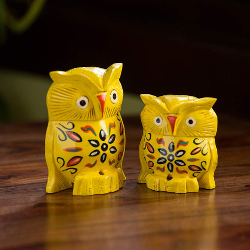 ExclusiveLane 'The Early Morning Owl Pair' Home Decoration Living Room Hand Carved