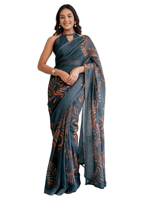 Vasthrlay Printed White Saree