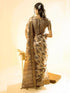 Vasthrlay Earthy Grey Abstract Print Polyester Saree With Zari Border And Unstitched Blouse Piece