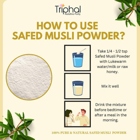 TRIPHAL Natural & Pure Safed Musli Powder (100g)