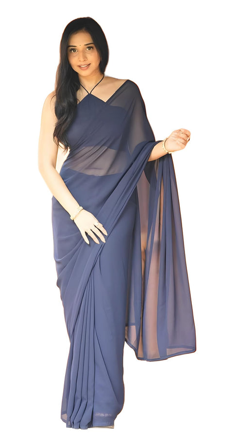 Vasthrlay Red Georgette Unstitched Saree