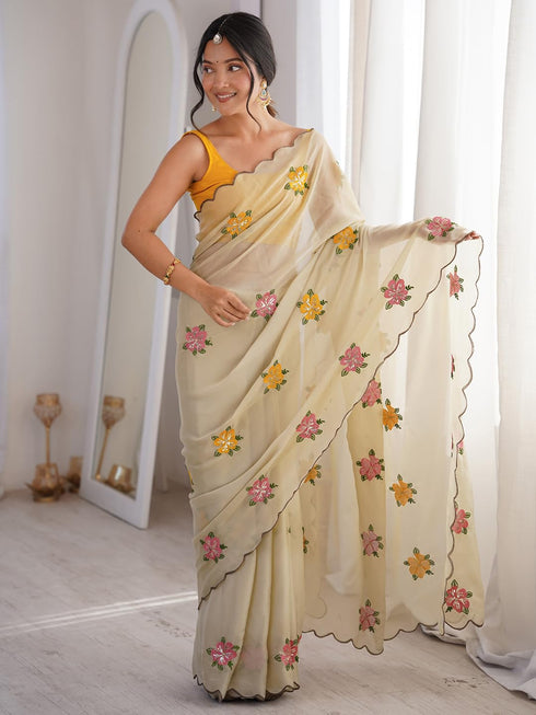 Vasthrlay Georgette Embroidered Unstitched Kr Ethnic Wear