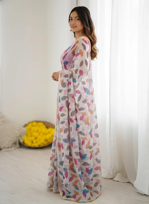 Vasthrlay Chiffon Unstitched Saree