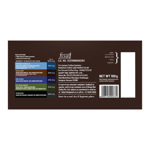 Sleepy Owl Instant Coffee Gift Pack 100g (50 Sachets with Mug)