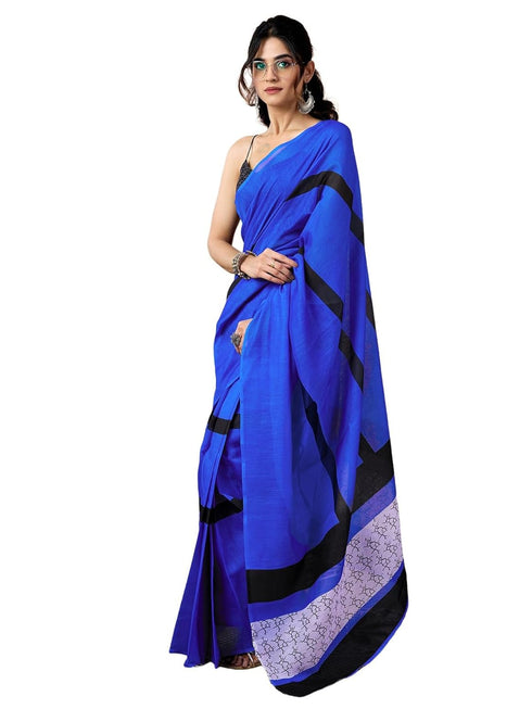 Vasthrlay Chanderi Printed Unstitched Black Saree