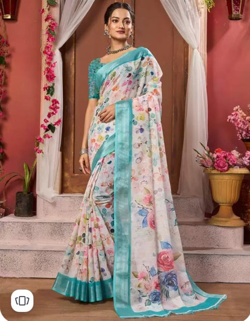Vasthrlay Women's Cotton Kalamkari Wedding Saree With Blouse Piece