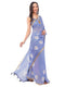 Vasthrlay Blue1 Womens Ready To Wear One Minute Linen Fabric Saree