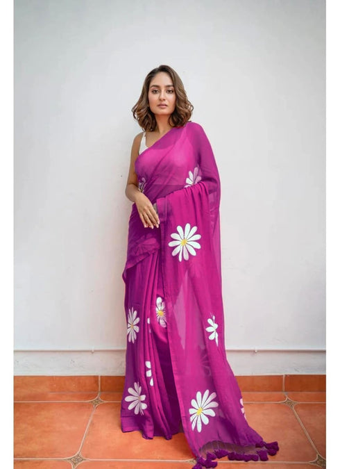 Vasthrlay Georgette Unstitched Saree Az Ys Genda Fool
