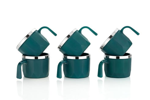 Stainless Steel, Plastic Coffee Tea Cup Set (100ml,Pack of 6)