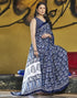 Vasthrlay Printed Pleated Unstitched Dark Green Saree