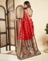 Vasthrlay Paithani Kanjivaram Unstitched Red Saree