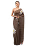 Vasthrlay Brown Womens Ready To Wear One Minute Linen Fabric Saree