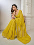 vasthrlayMustard Georgette Pleated Unstiched Ethnic Wear