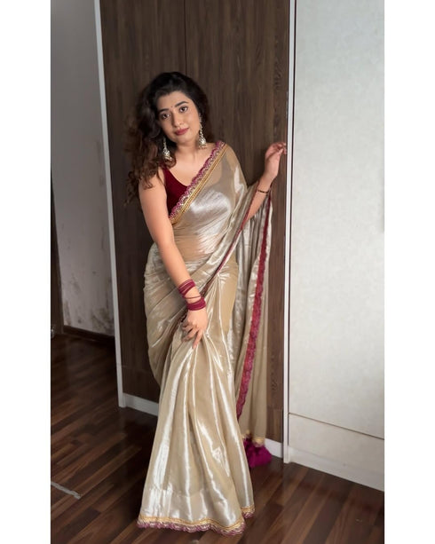 Vasthrlay Wine Embroidery Unstitched Saree